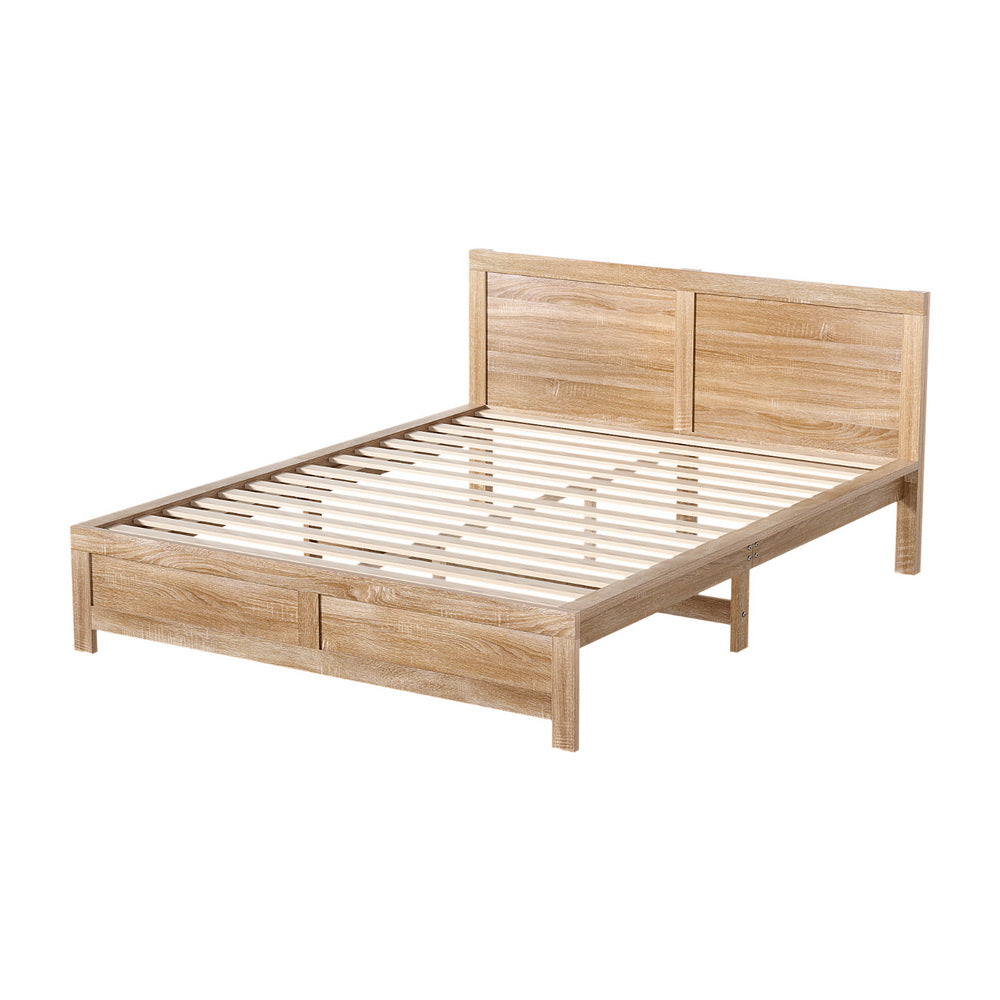 Elko (Queen) Wooden Bed Frame - Oak - Homecoze