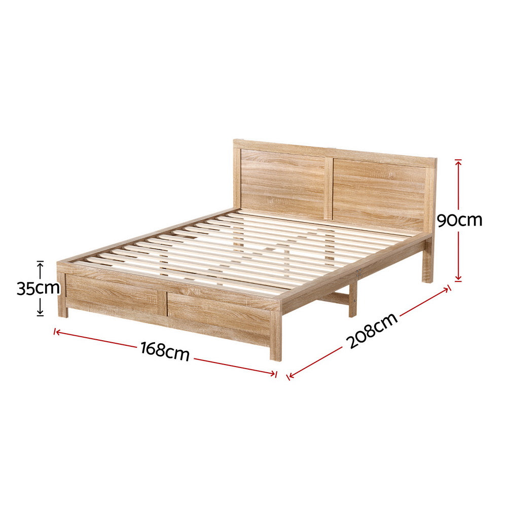 Elko (Queen) Wooden Bed Frame - Oak - Homecoze