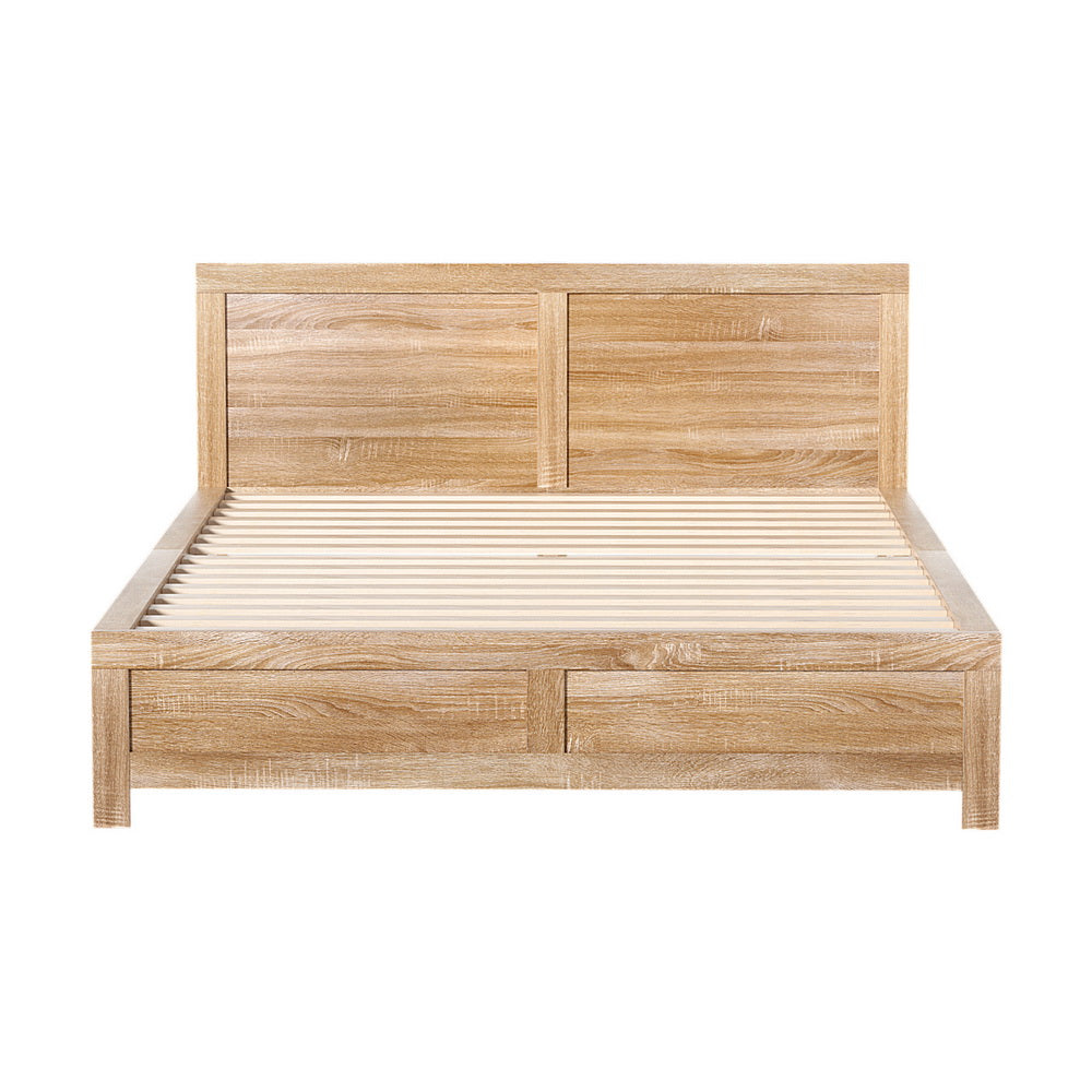 Elko (Queen) Wooden Bed Frame - Oak - Homecoze