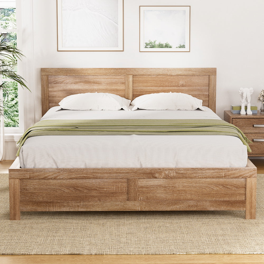 Elko (Queen) Wooden Bed Frame - Oak - Homecoze