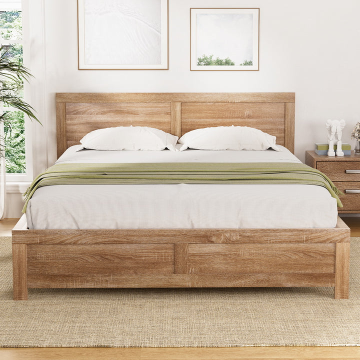 Elko (Queen) Wooden Bed Frame - Oak - Homecoze