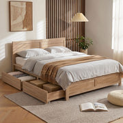 Elko (Queen) Wooden Storage Bed Frame - Oak