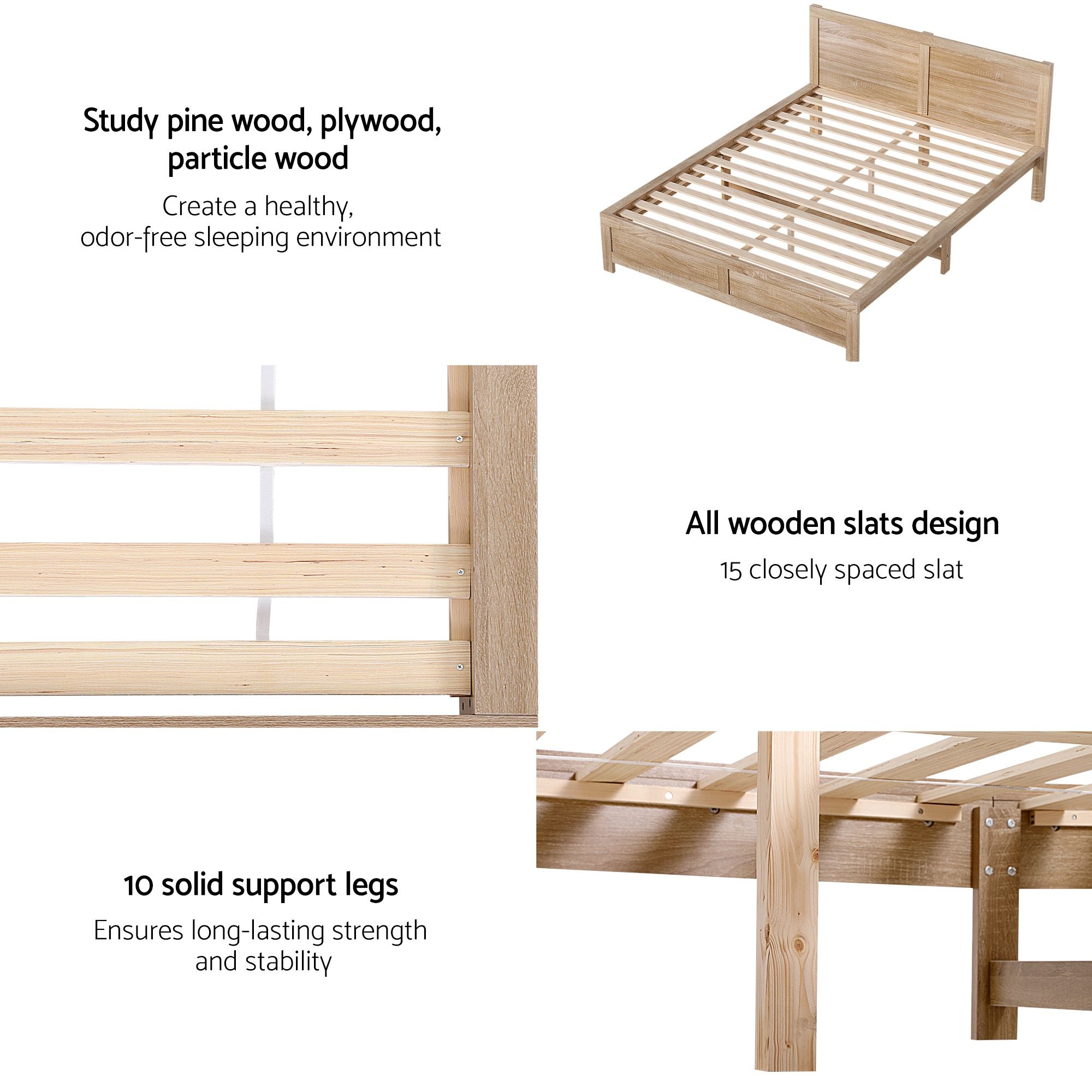 Elko (Queen) Wooden Storage Bed Frame - Oak