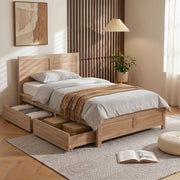 Elko (Single) Wooden Storage Bed Frame - Oak