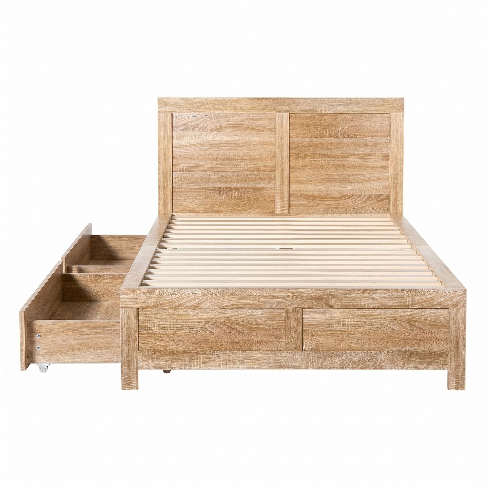 Elko (Single) Wooden Storage Bed Frame - Oak