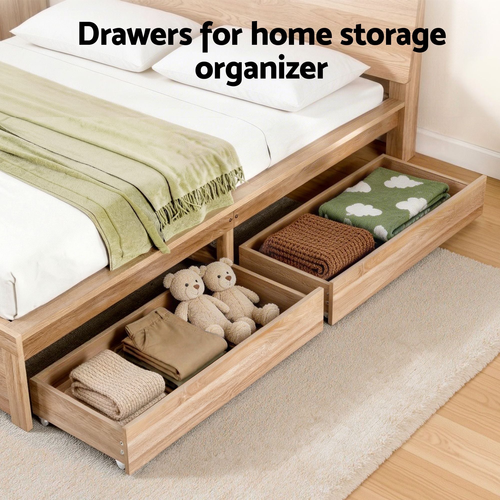 Elko (Single) Wooden Storage Bed Frame - Oak