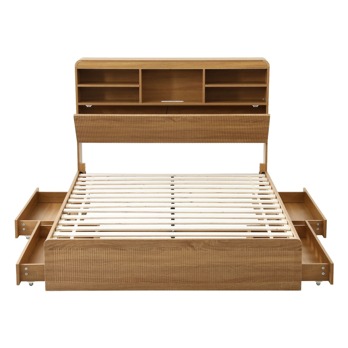 Elva (Double) Fluted Storage Bed Frame – Natural