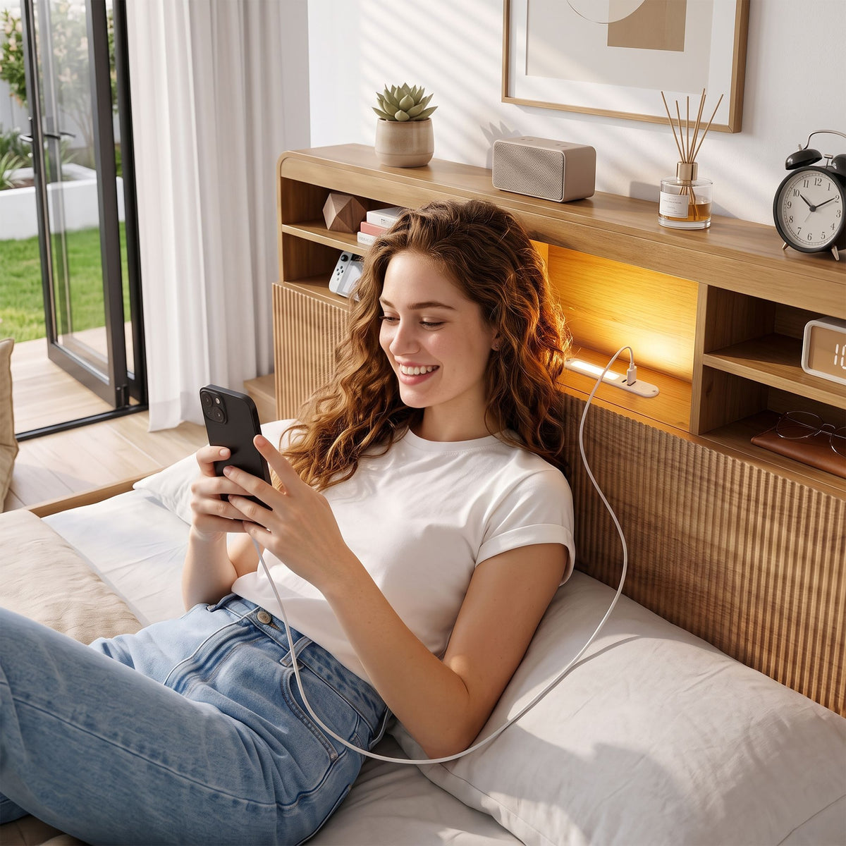 Elva (Double) Fluted Storage Bed Frame – Natural