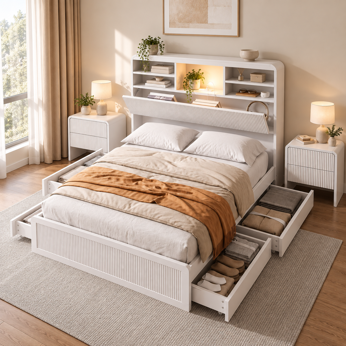 Elva & Ayla (King Single) Bedroom Set – White