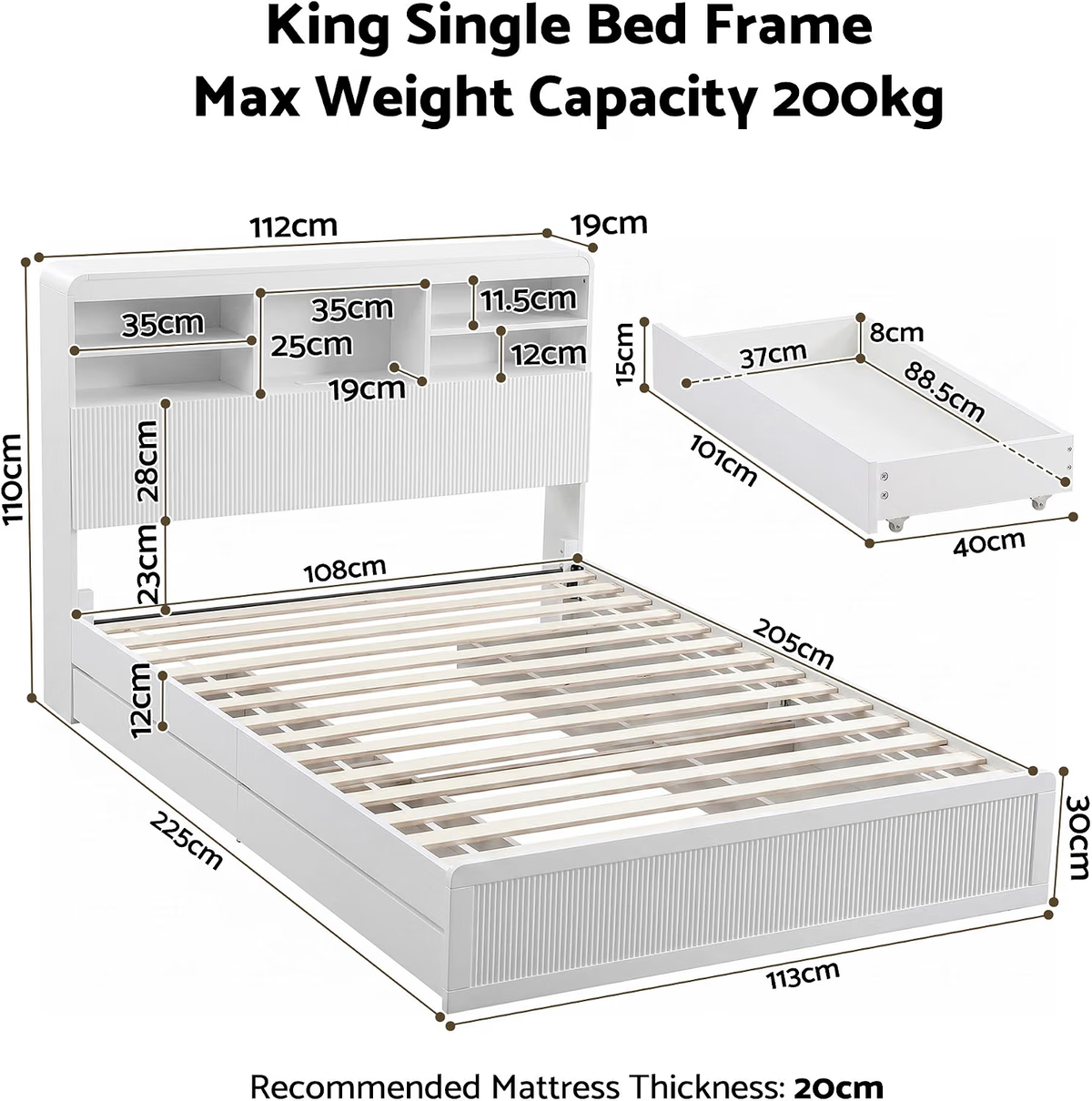 Elva & Ayla (King Single) Bedroom Set – White