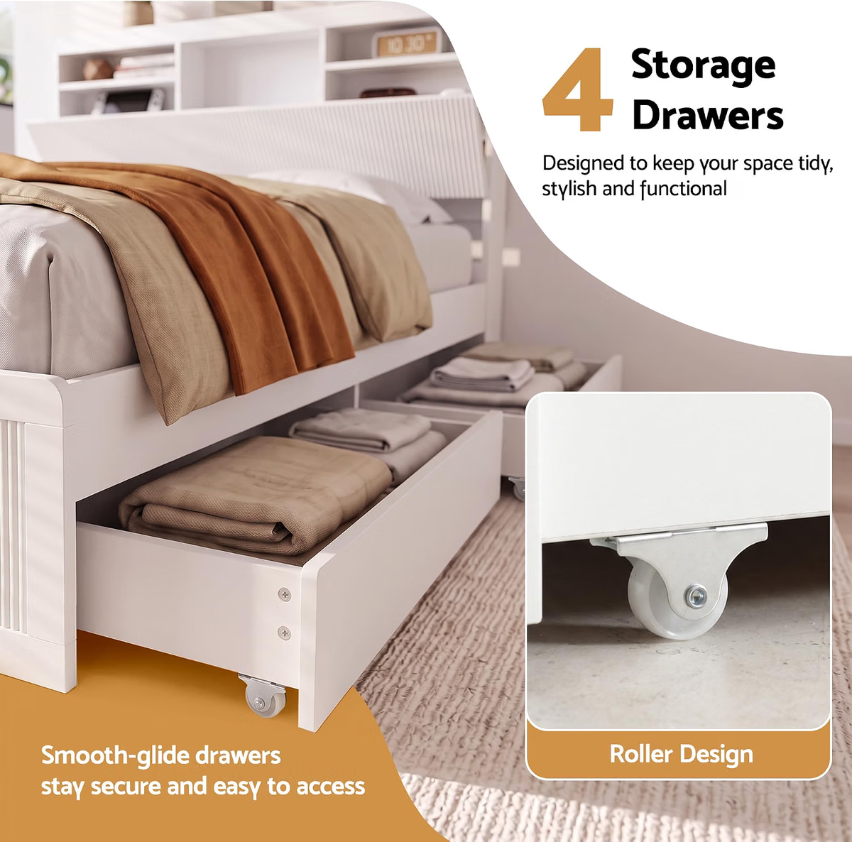 Elva & Ayla (King Single) Bedroom Set – White