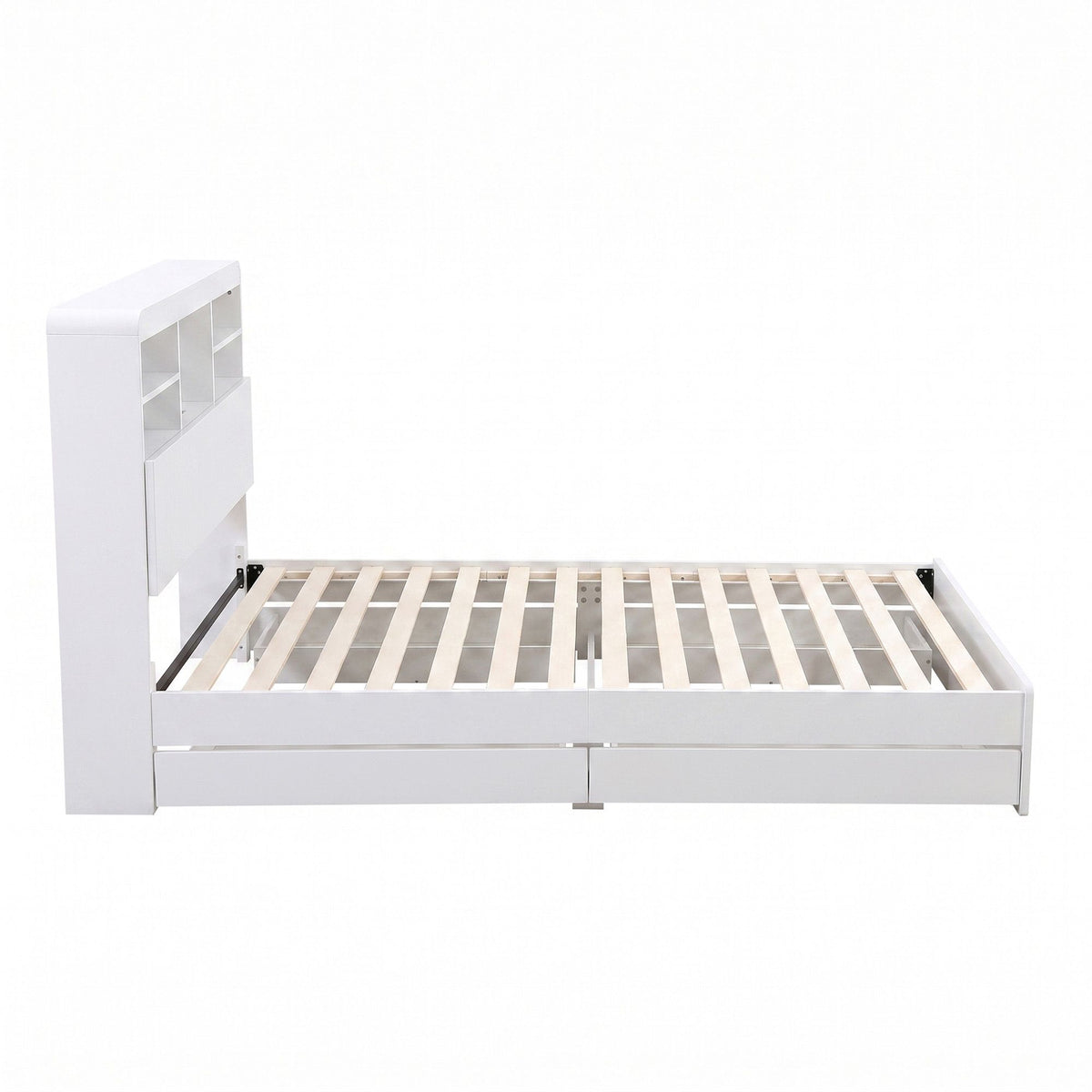Elva (King Single) Fluted Storage Bed Frame – White
