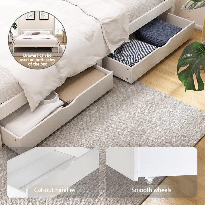 Artiss Bed Frame Double Size Wooden Platform with 2 Storage Drawers White SOFIE - Homecoze