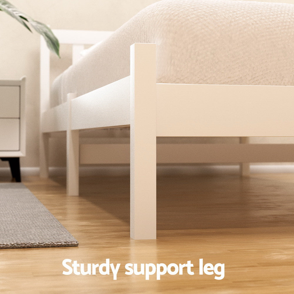 Artiss Bed Frame Double Size Wooden Platform with 2 Storage Drawers White SOFIE - Homecoze