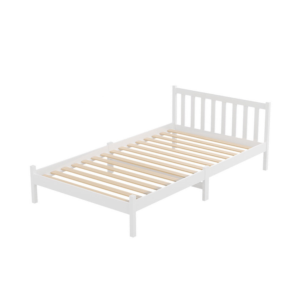 Dayton (King Single) Pinewood Bed Frame - White - Homecoze