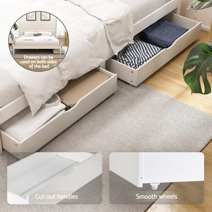 Artiss Bed Frame Queen Size Wooden Platform with 2 Storage Drawers White - Homecoze