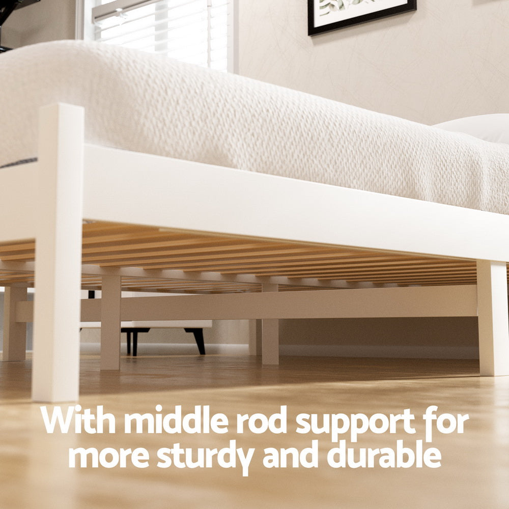 Artiss Bed Frame Queen Size Wooden Platform with 2 Storage Drawers White - Homecoze