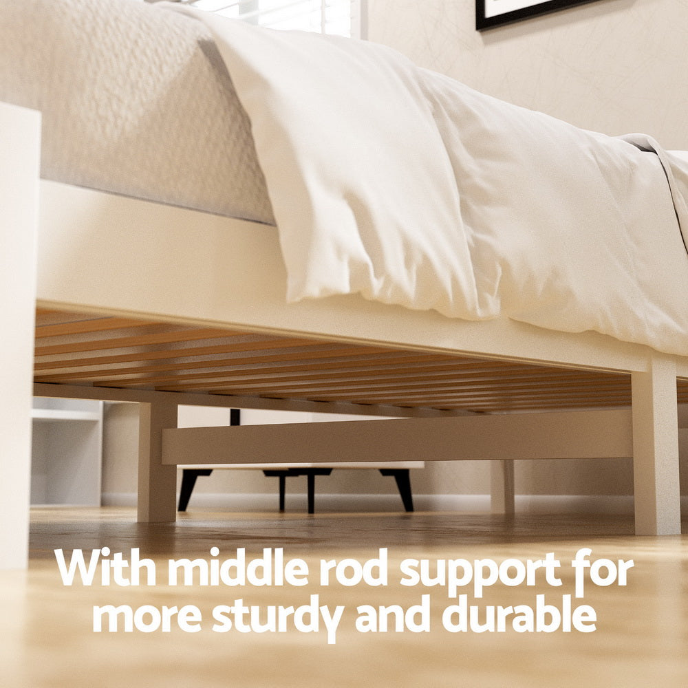 Artiss Bed Frame Single Size Wooden Platform with 2 Storage Drawers White SOFIE - Homecoze