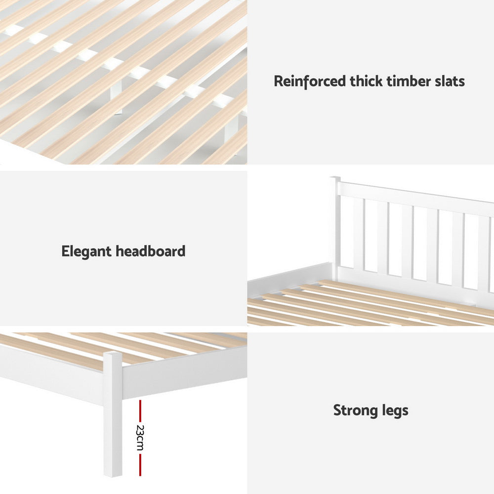 Artiss Bed Frame Single Size Wooden Platform with 2 Storage Drawers White SOFIE - Homecoze