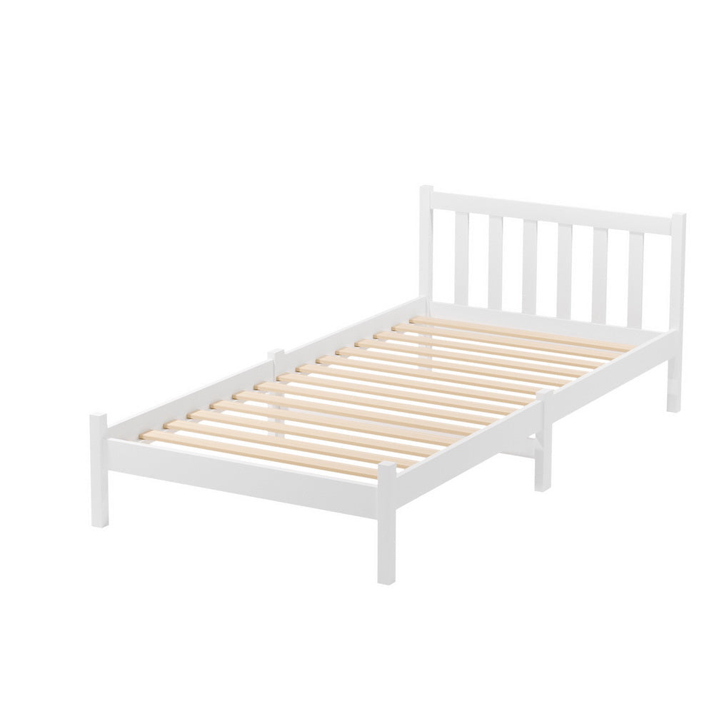 Dayton (Single) Pinewood Bed Frame - White - Homecoze
