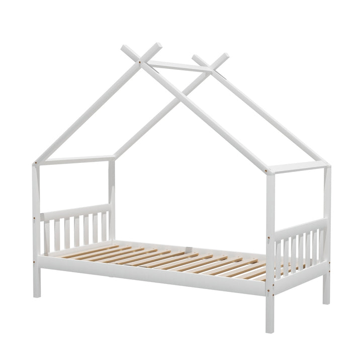 Albie (Single) Kids Wooden Teepee Bed Frame - White - Homecoze