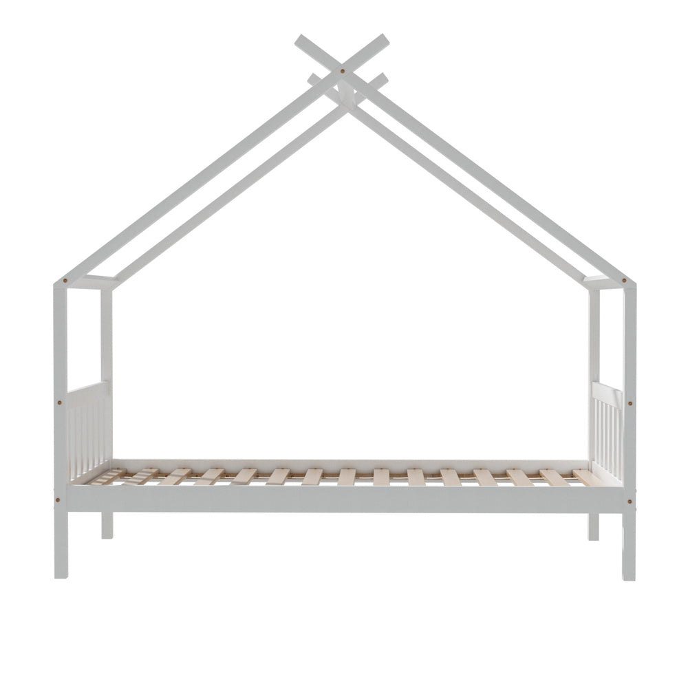 Albie (Single) Kids Wooden Teepee Bed Frame - White - Homecoze