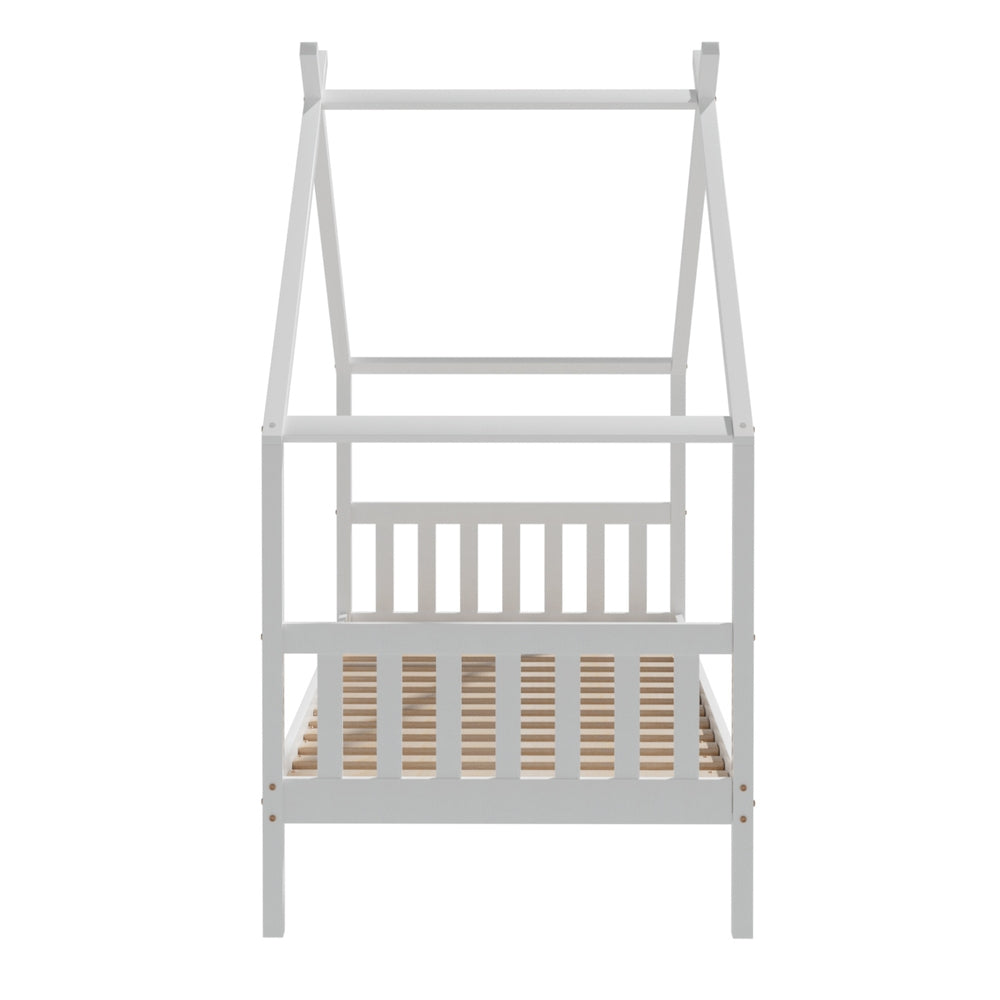 Albie (Single) Kids Wooden Teepee Bed Frame - White - Homecoze