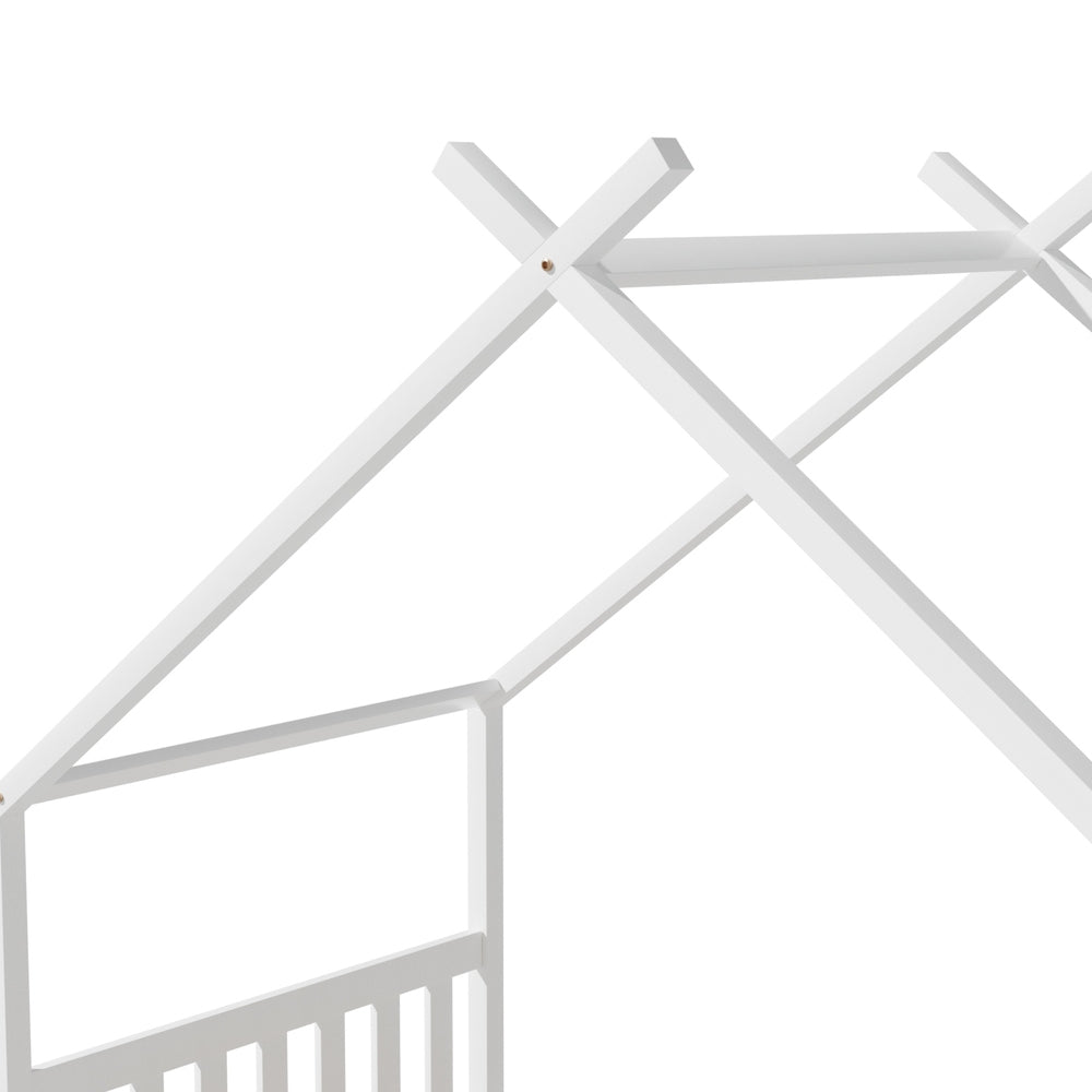 Albie (Single) Kids Wooden Teepee Bed Frame - White - Homecoze