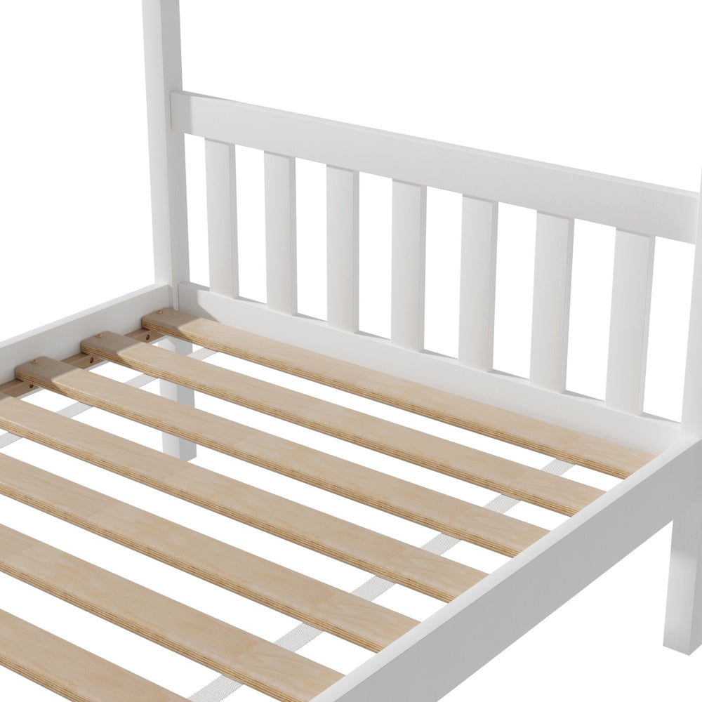 Albie (Single) Kids Wooden Teepee Bed Frame - White - Homecoze