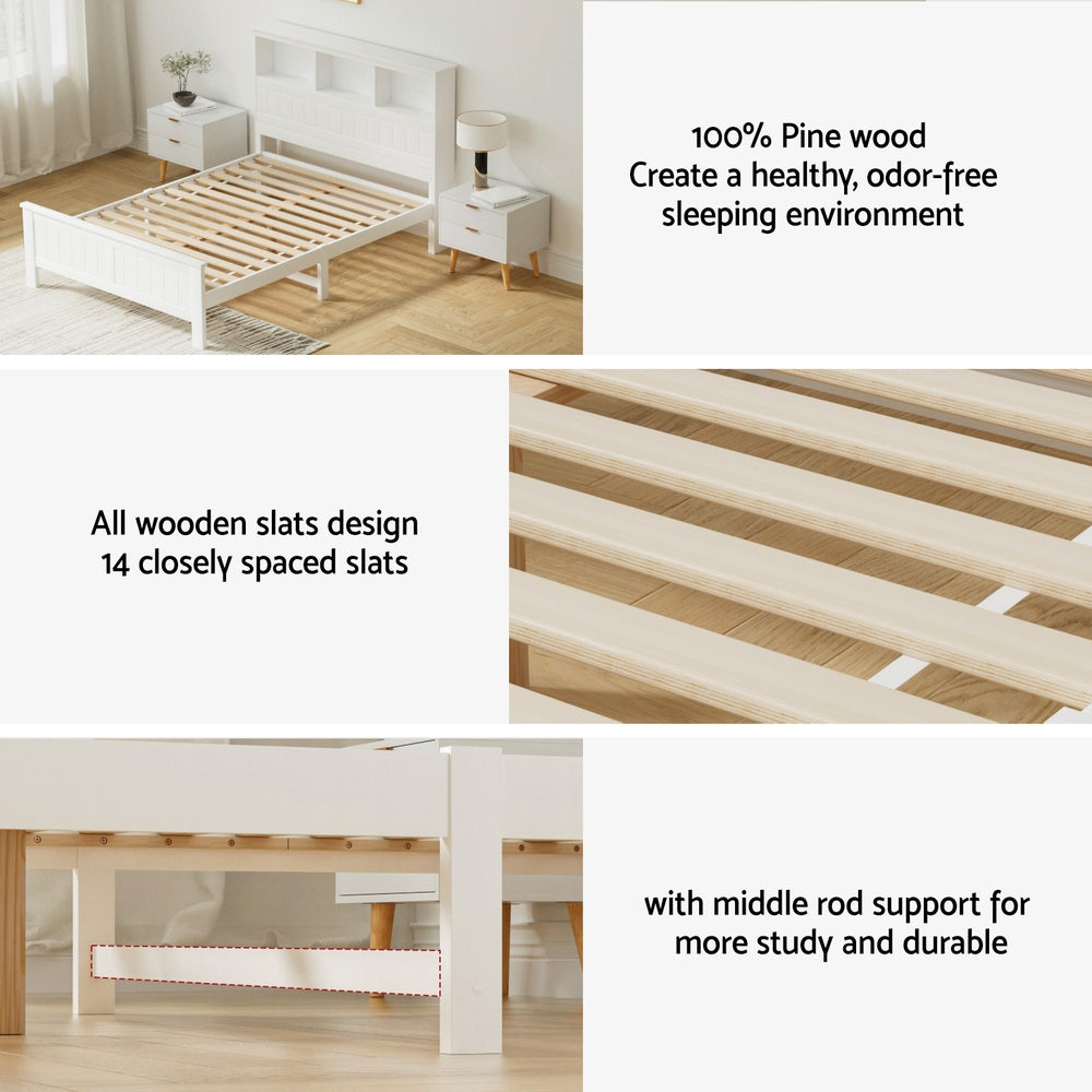 Tate (Double) Bed Frame - White - Homecoze