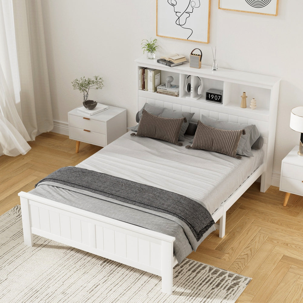 Tate (Double) Bed Frame - White - Homecoze
