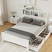 Tate (Double) Bed Frame with Drawers - White - Homecoze