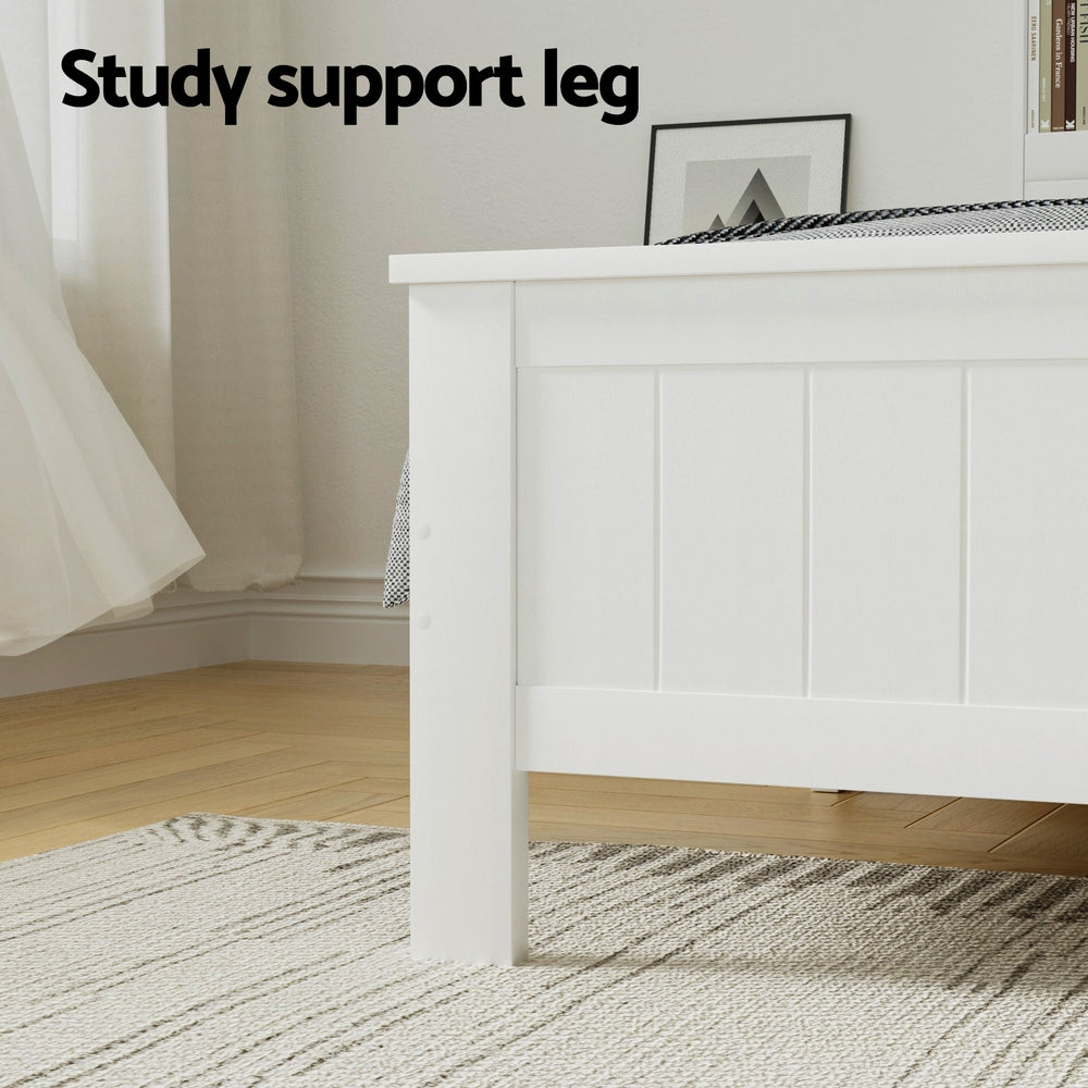 Tate (Double) Bed Frame with Drawers - White - Homecoze