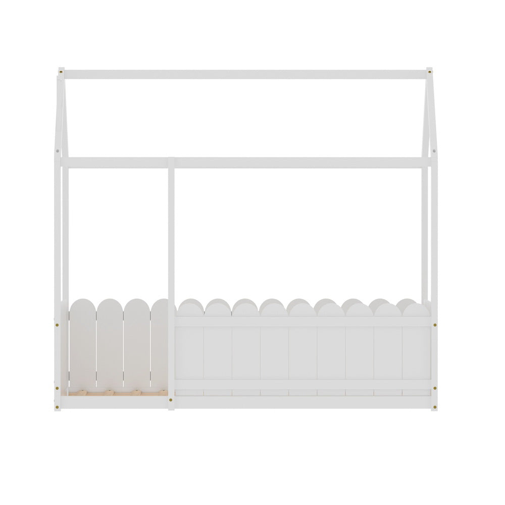 Ellis (Single) Kids Wooden House Bed Frame - White - Homecoze