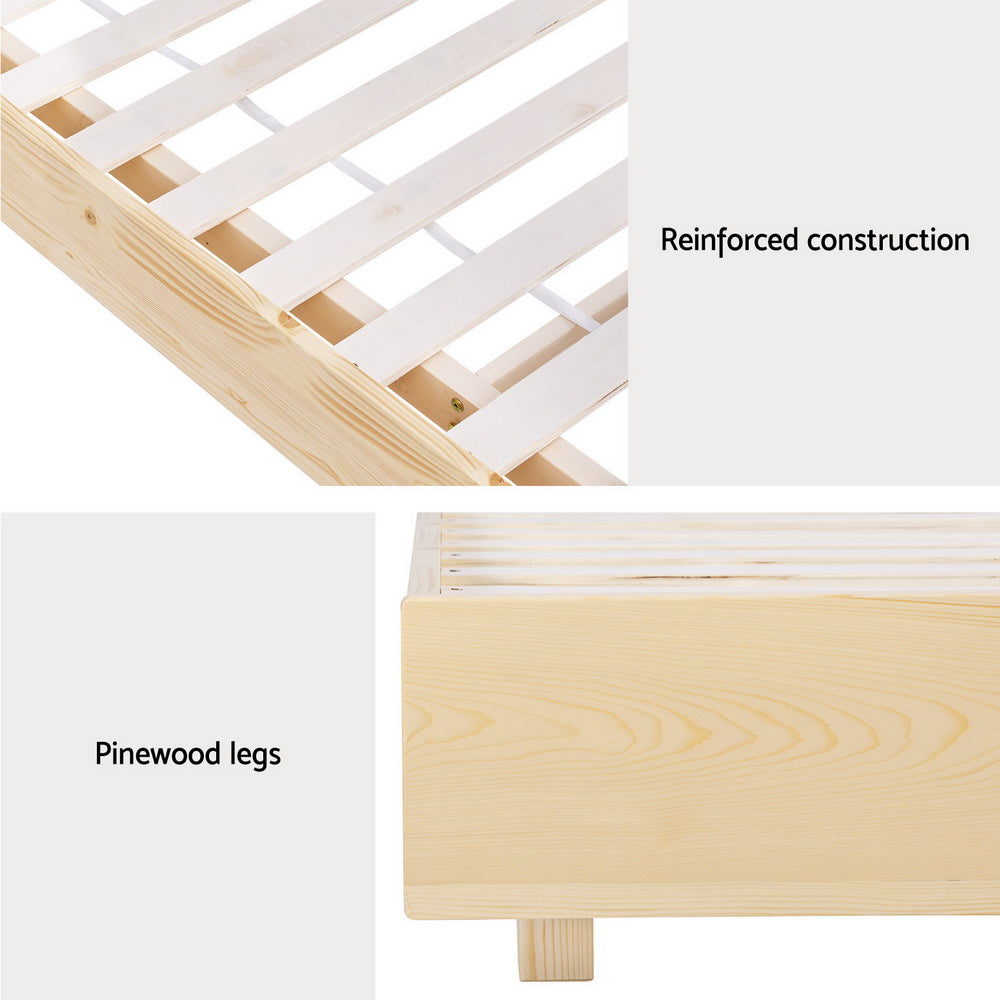 Minneapolis (Double) Floating Bed Frame - Pine - Homecoze