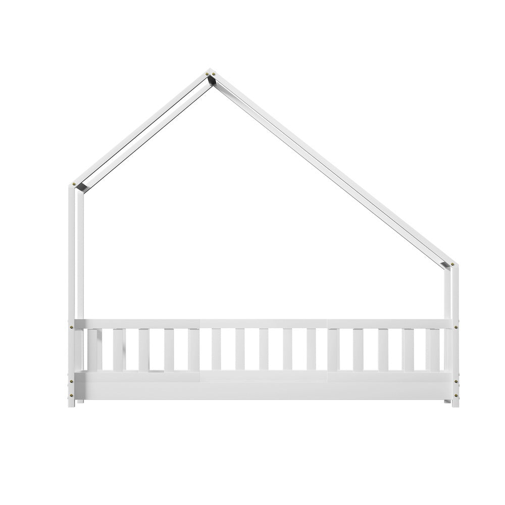 Sophie (Single) Kids Wooden House Bed Frame - White - Homecoze