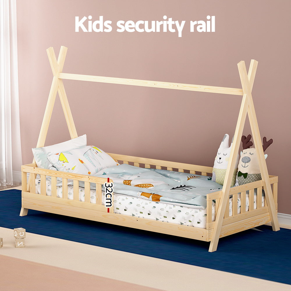 Juno (Single) Kids Wooden Teepee Bed Frame - Oak - Homecoze