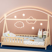 Juno (Single) Kids Wooden Teepee Bed Frame - Oak - Homecoze