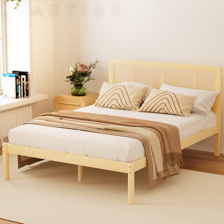 Cheyenne (Queen) Rattan Bed Frame - Pine