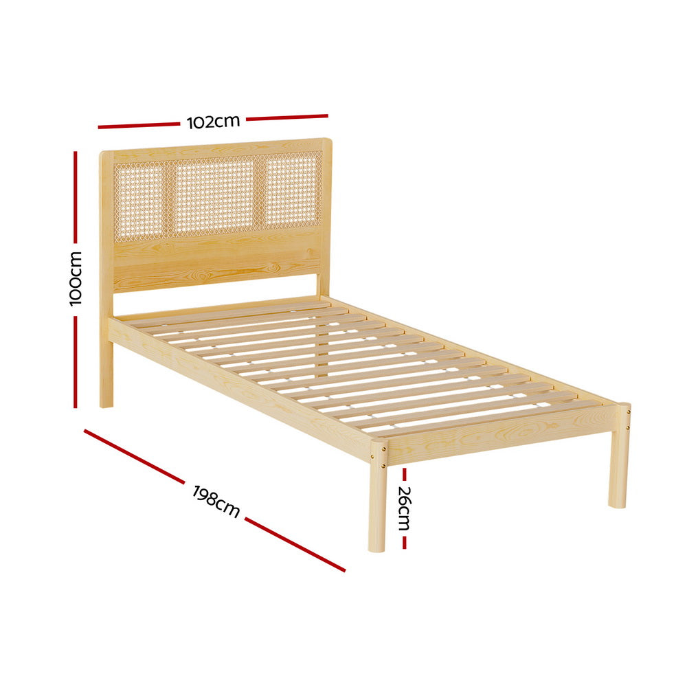 Cheyenne (Single) Rattan Bed Frame - Pine