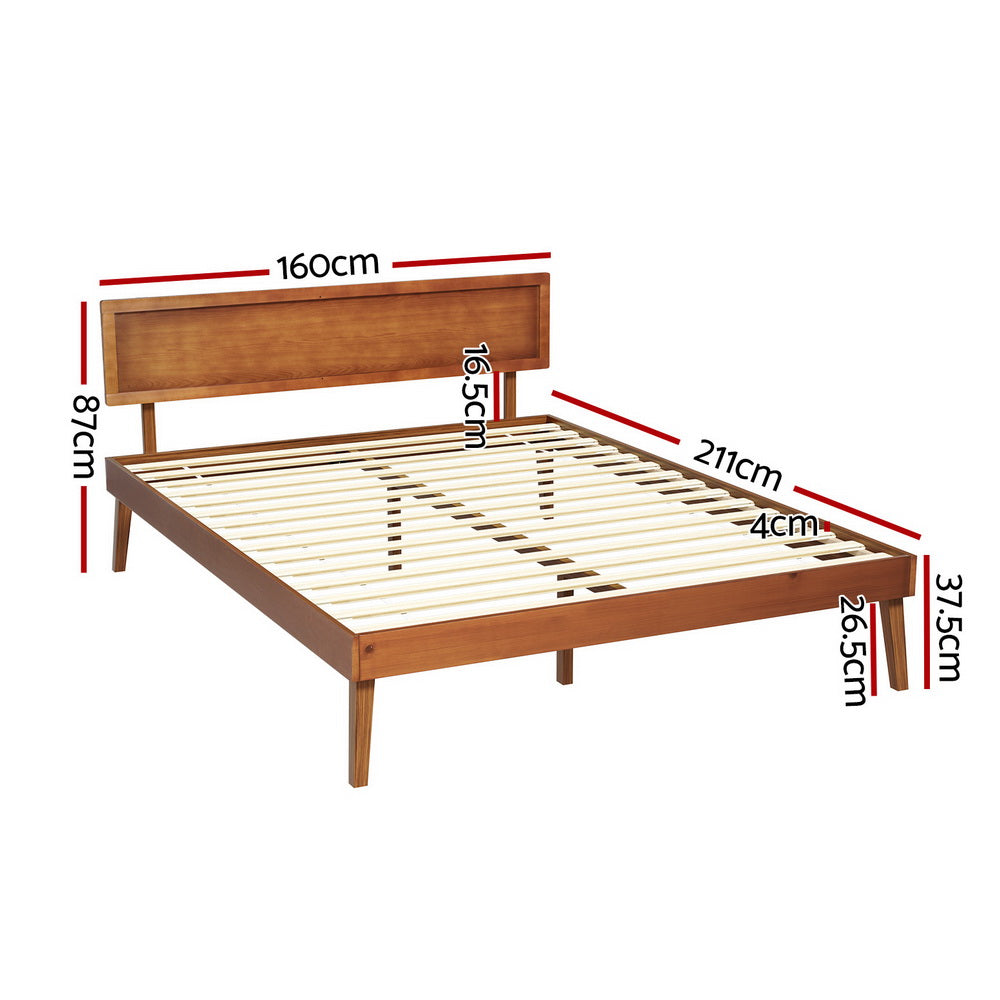 Tulsa (Queen) Wooden Bed Frame - Walnut - Homecoze
