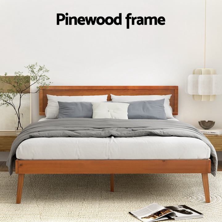 Tulsa (Queen) Pinewood Bed Frame - Walnut