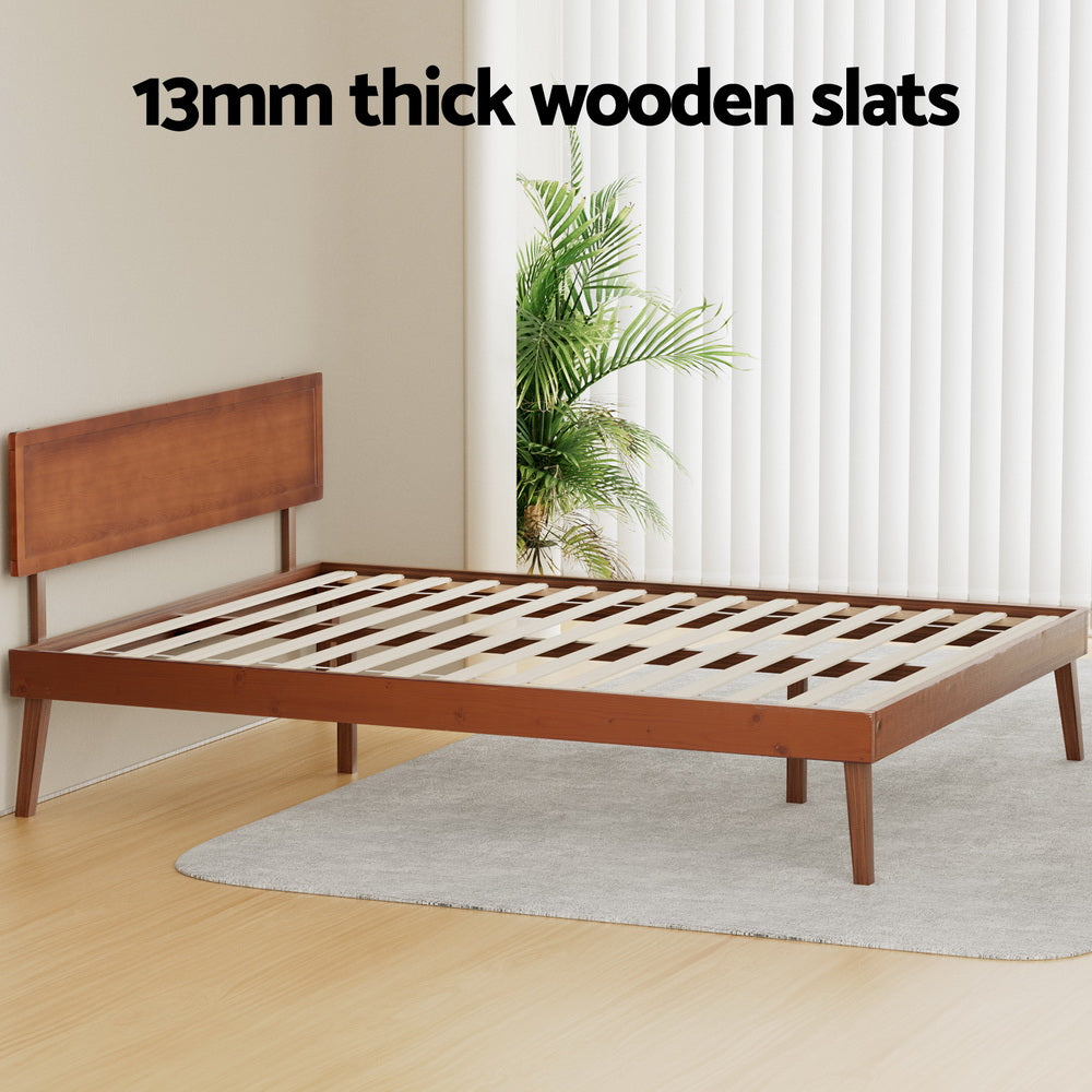 Tulsa (Queen) Pinewood Bed Frame - Walnut