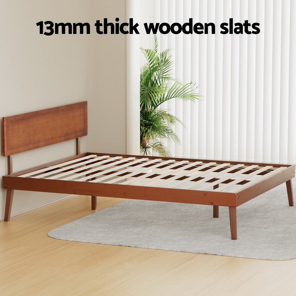 Tulsa (Queen) Wooden Bed Frame - Walnut - Homecoze