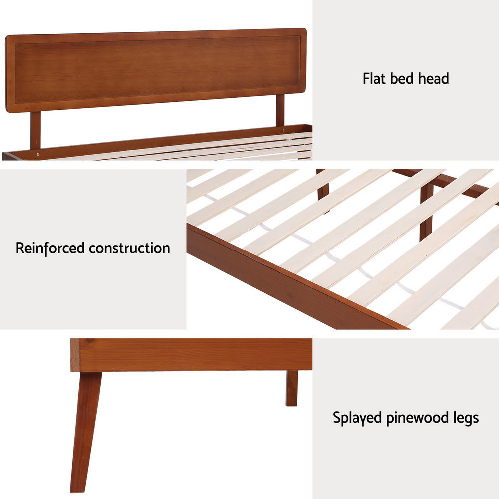 Tulsa (Queen) Wooden Bed Frame - Walnut - Homecoze