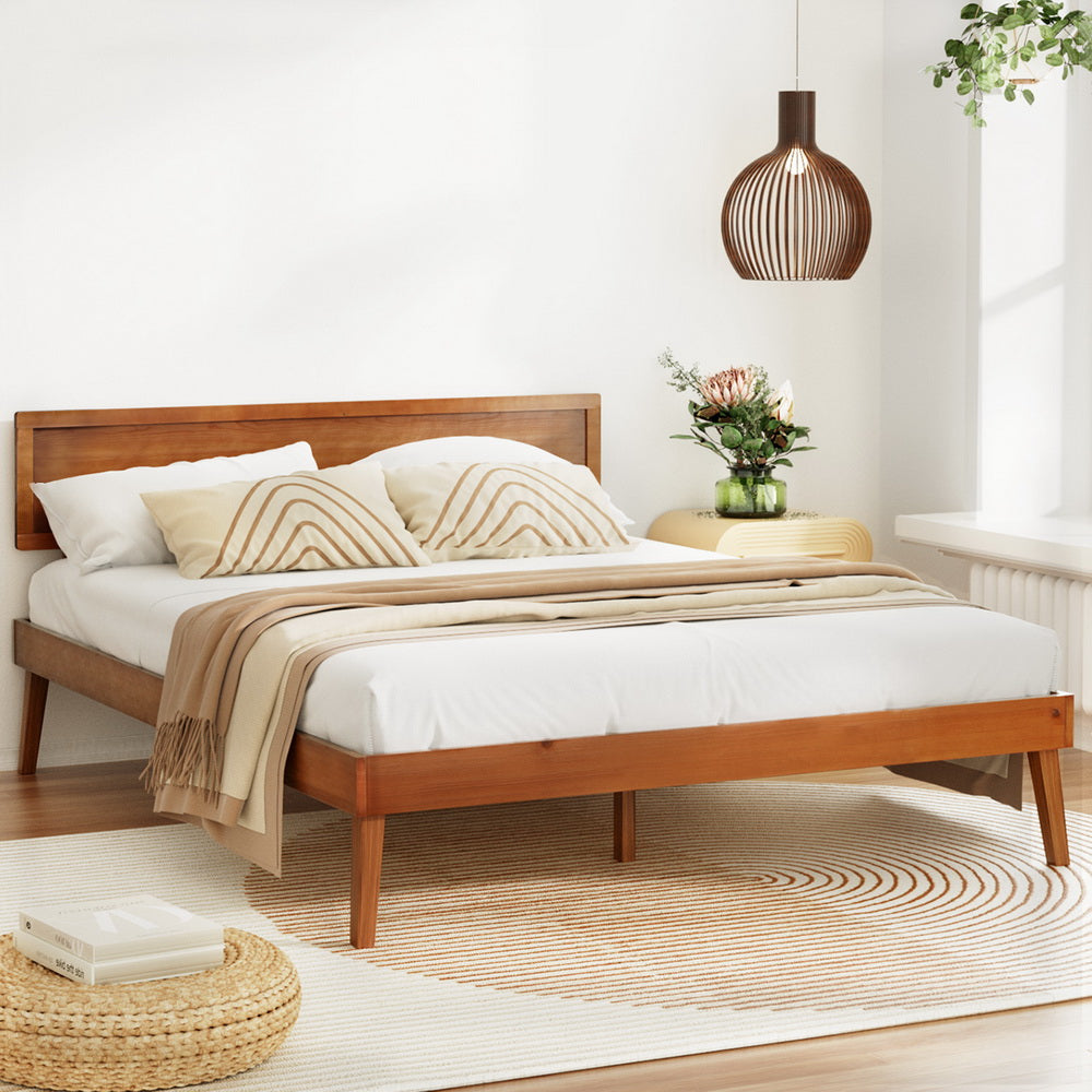 Tulsa (Queen) Wooden Bed Frame - Walnut - Homecoze