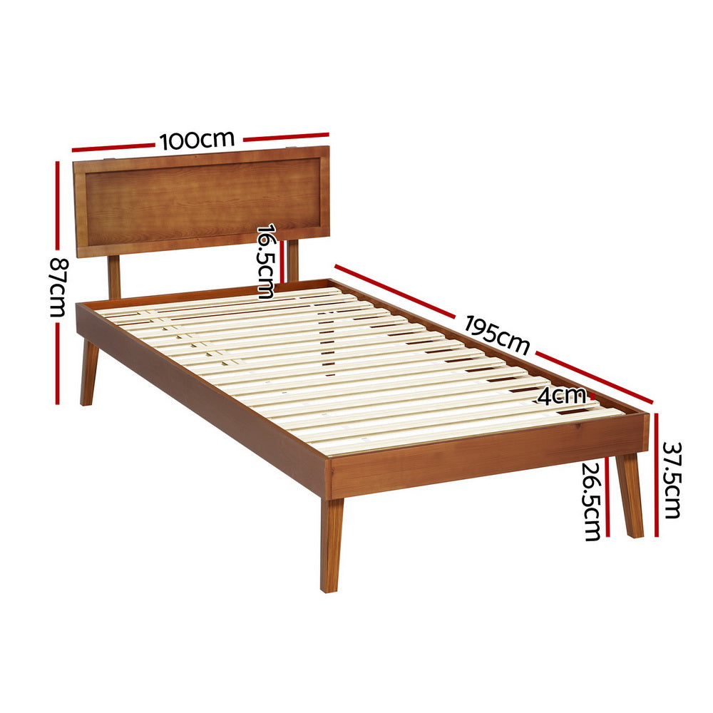 Tulsa (Single) Pinewood Bed Frame - Walnut - Homecoze