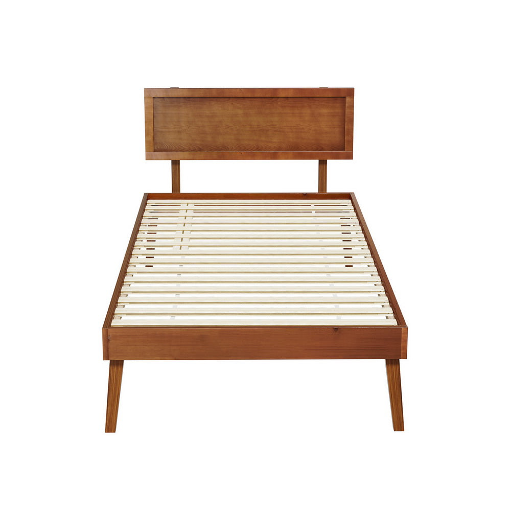 Tulsa (Single) Pinewood Bed Frame - Walnut - Homecoze