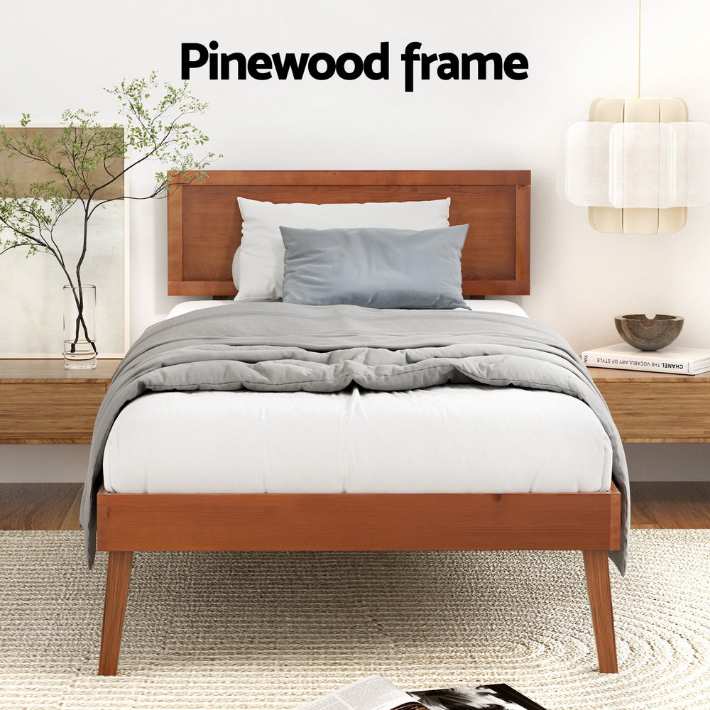Tulsa (Single) Pinewood Bed Frame - Walnut - Homecoze