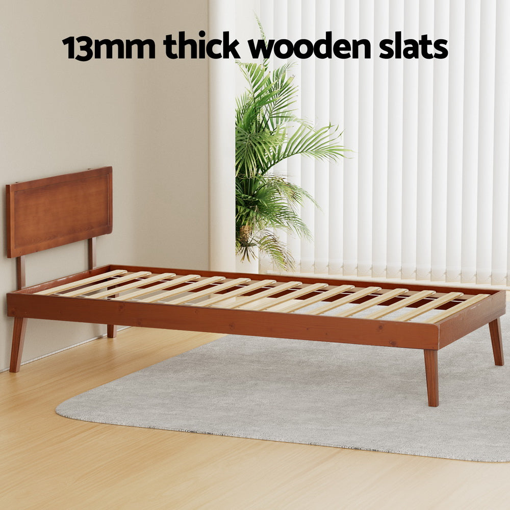 Tulsa (Single) Pinewood Bed Frame - Walnut - Homecoze
